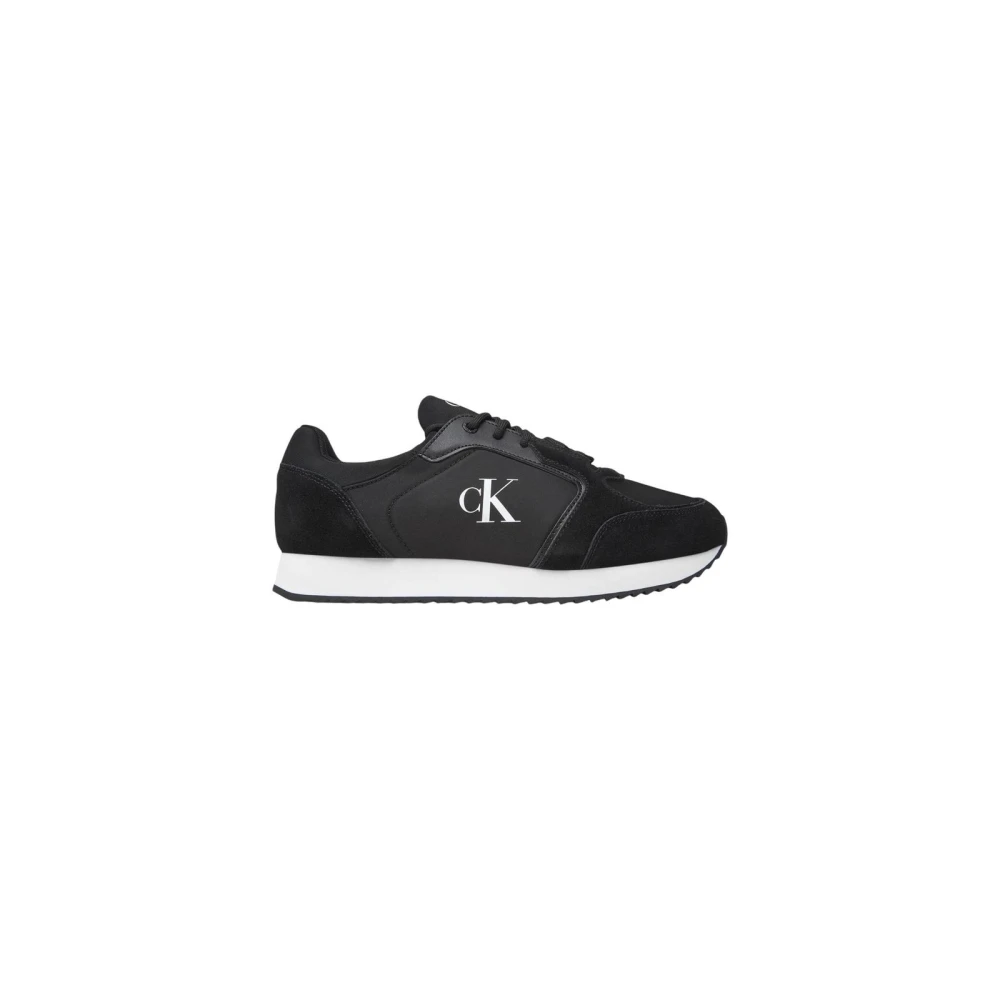 Calvin Klein Jeans Men's Black Slip-On Sporty Nylon Sneakers With Lace Fastening