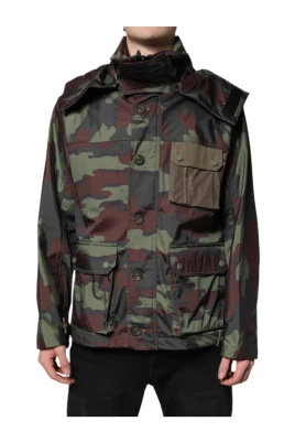 Camouflage Huva Windbreaker Jacka