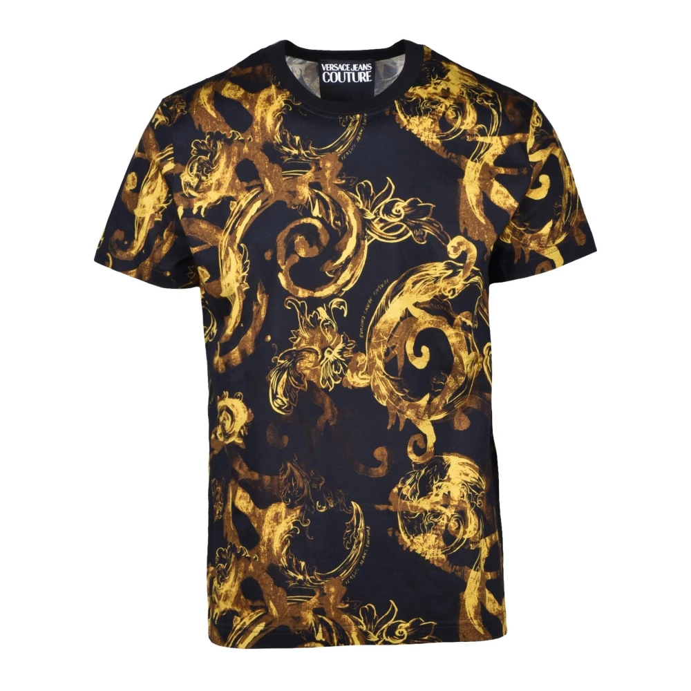 Versace Jeans Couture Katoenen T-shirt met uniek design Black Heren