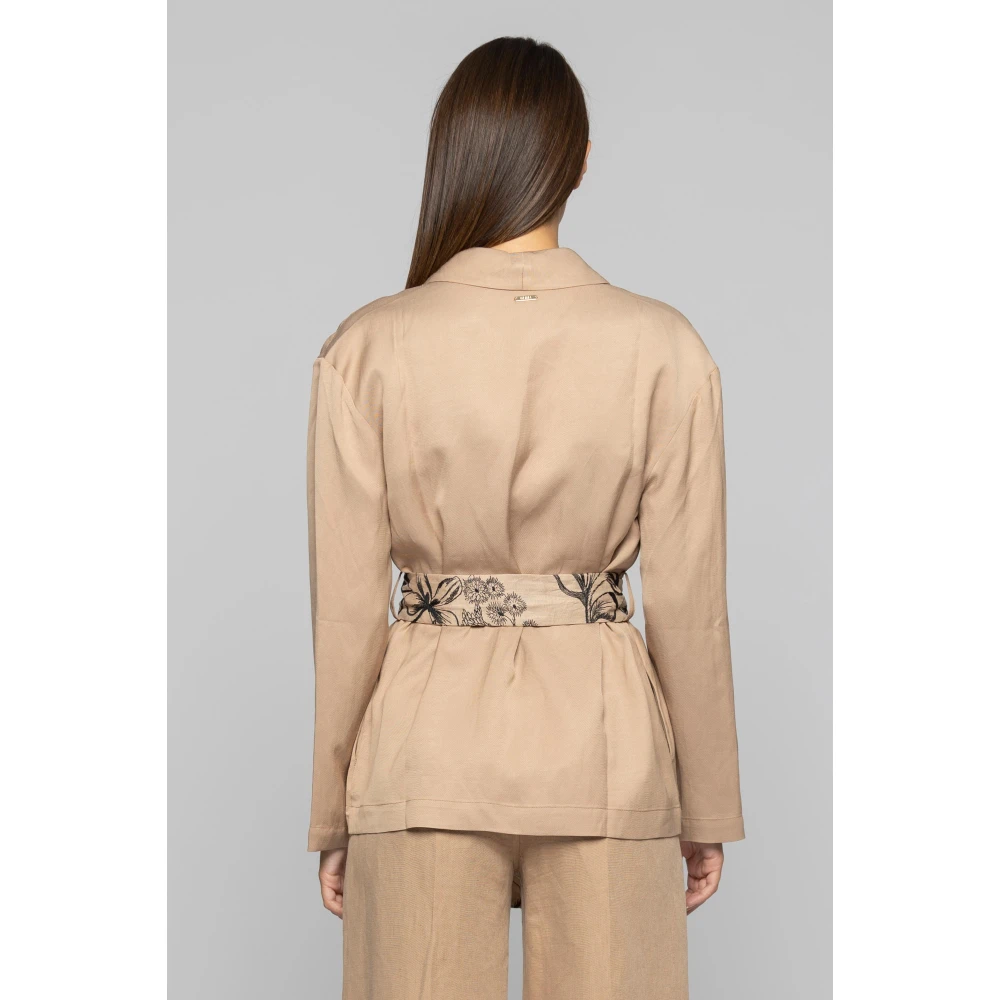 Kocca Kimono-stijl jasje met geborduurde riem Beige Dames