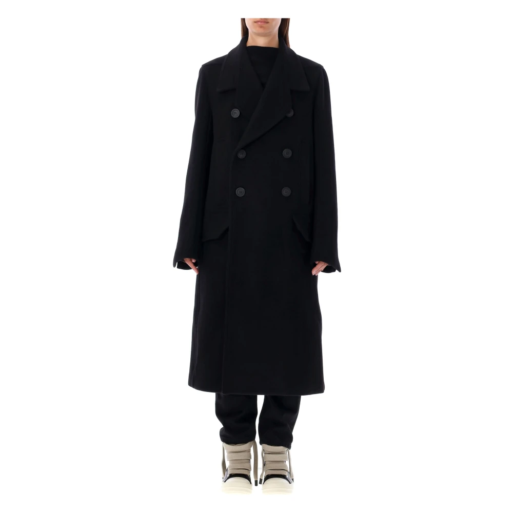 Rick Owens Zwarte Officer Coat Buitenkleding Black Dames