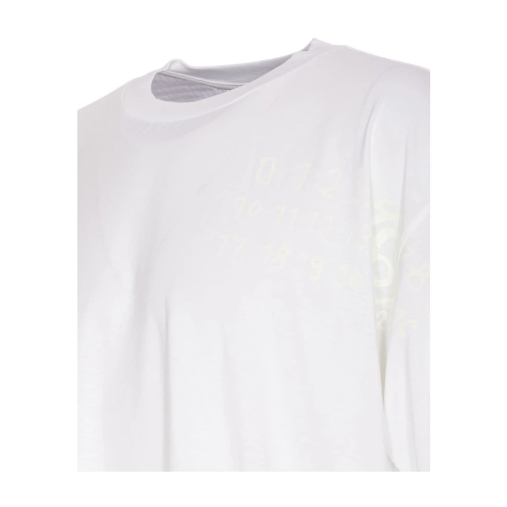 MM6 Maison Margiela Witte Katoenen Jersey Crew Neck T-shirt White Heren