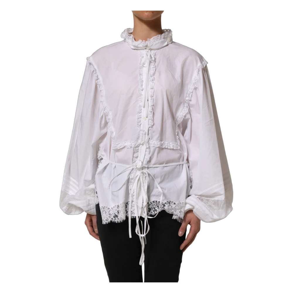 Dolce & Gabbana White Blouses, Female, L, Long Sleeve Blouse