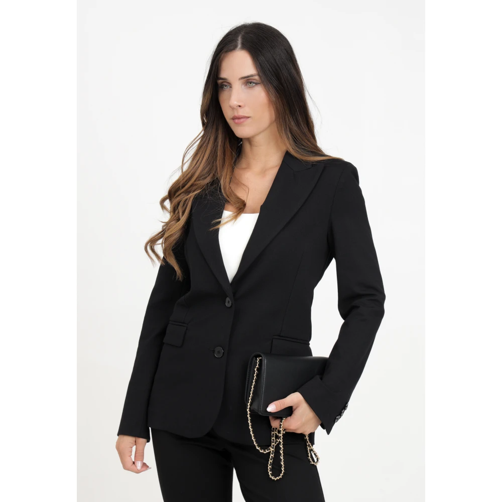 ViCOLO Zwarte single-breasted jas Elegant Gestructureerd Black Dames