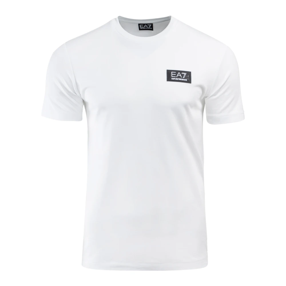 Emporio Armani Ea7 Mannelijk Wit Tops Heren, M, Polyester, Modal T-Shirt Met Ronde Hals