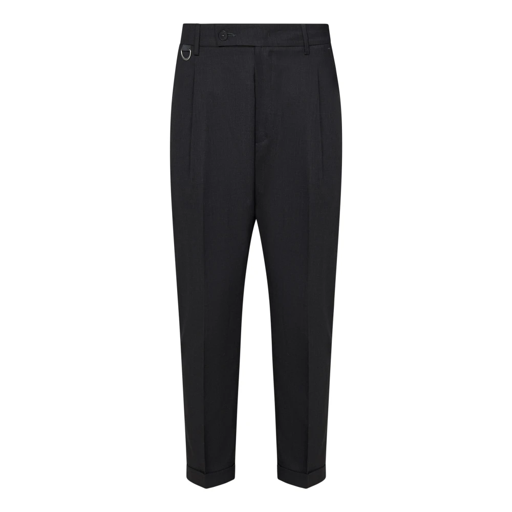 Low Brand Grijze Slim-Fit Wollen Broek Black Heren