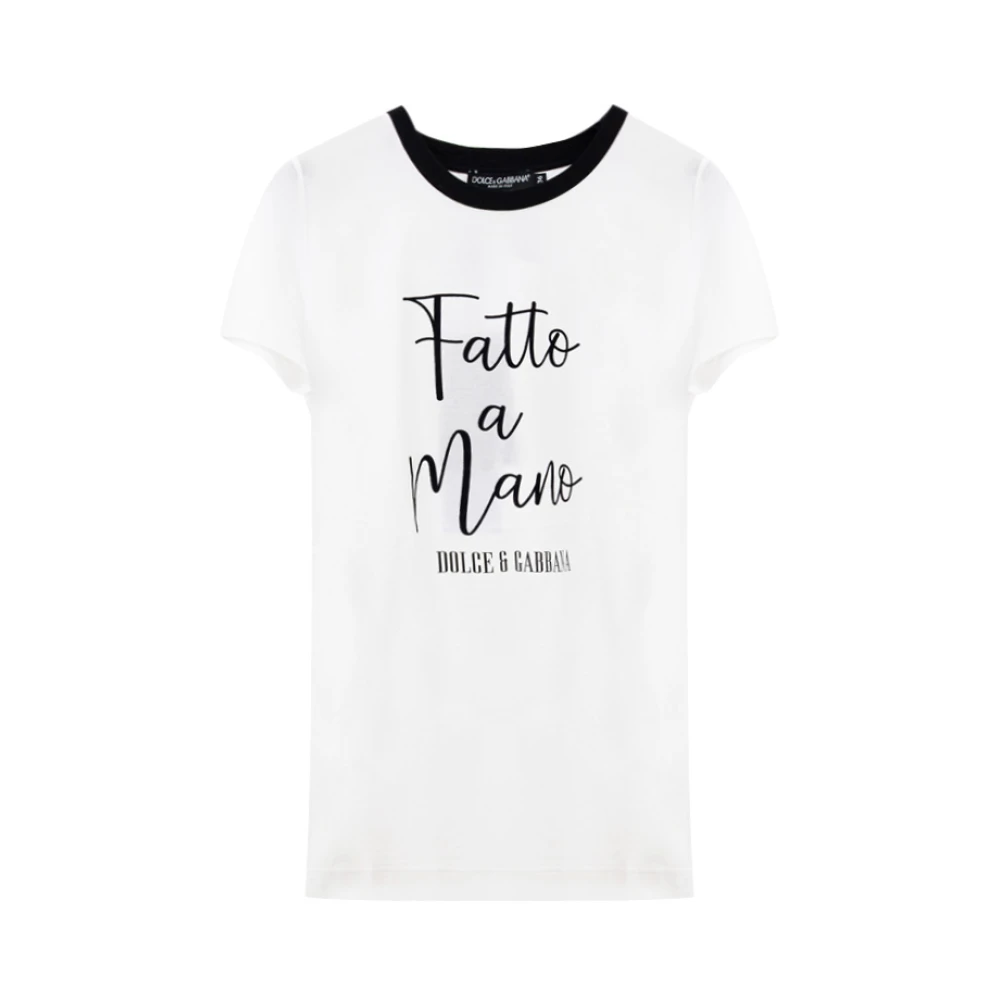 Dolce & Gabbana Women's White Handmade T-Shirt With Round Neck Extra Small