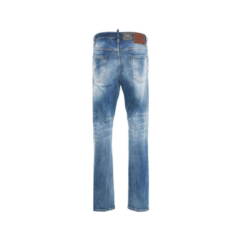 Dsquared2 Blauwe Ripped Jeans Trendy Distressed Design Blue Heren