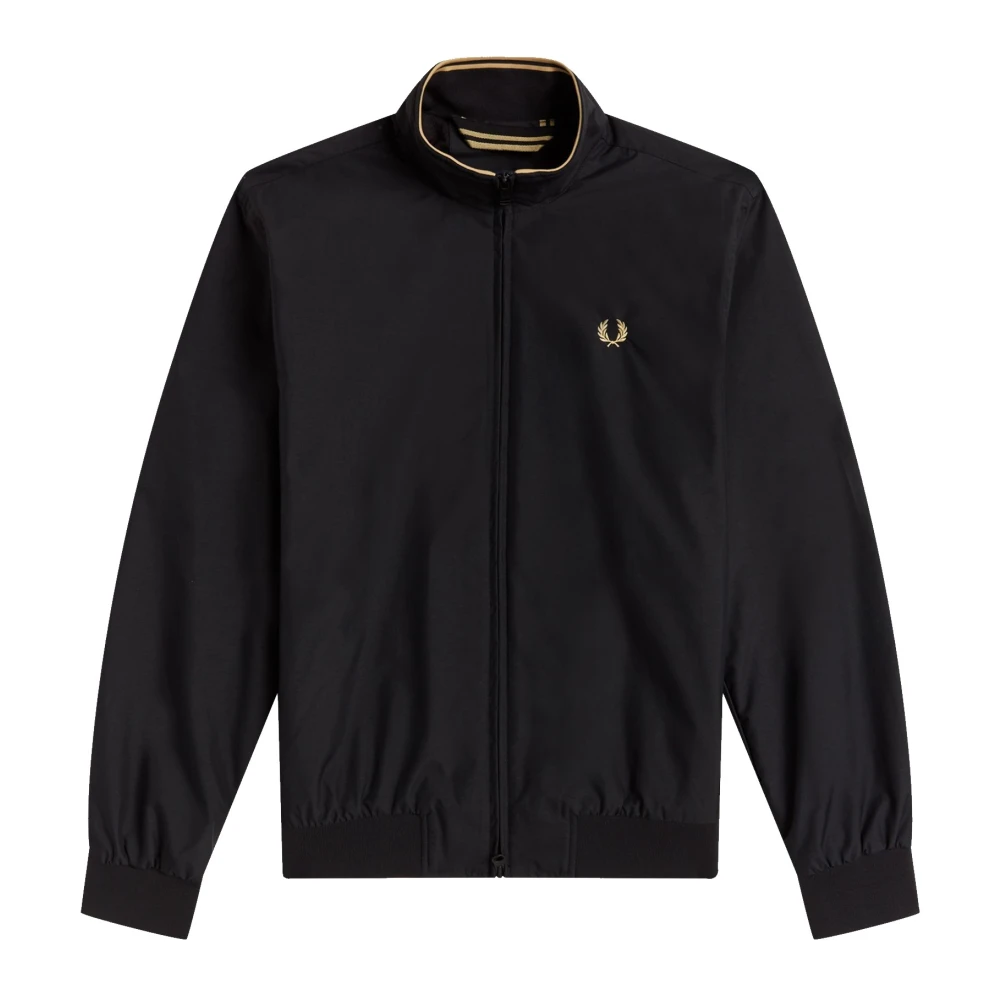 Fred Perry Sportieve Nylon Jas met Gestreepte Zoom Black Heren