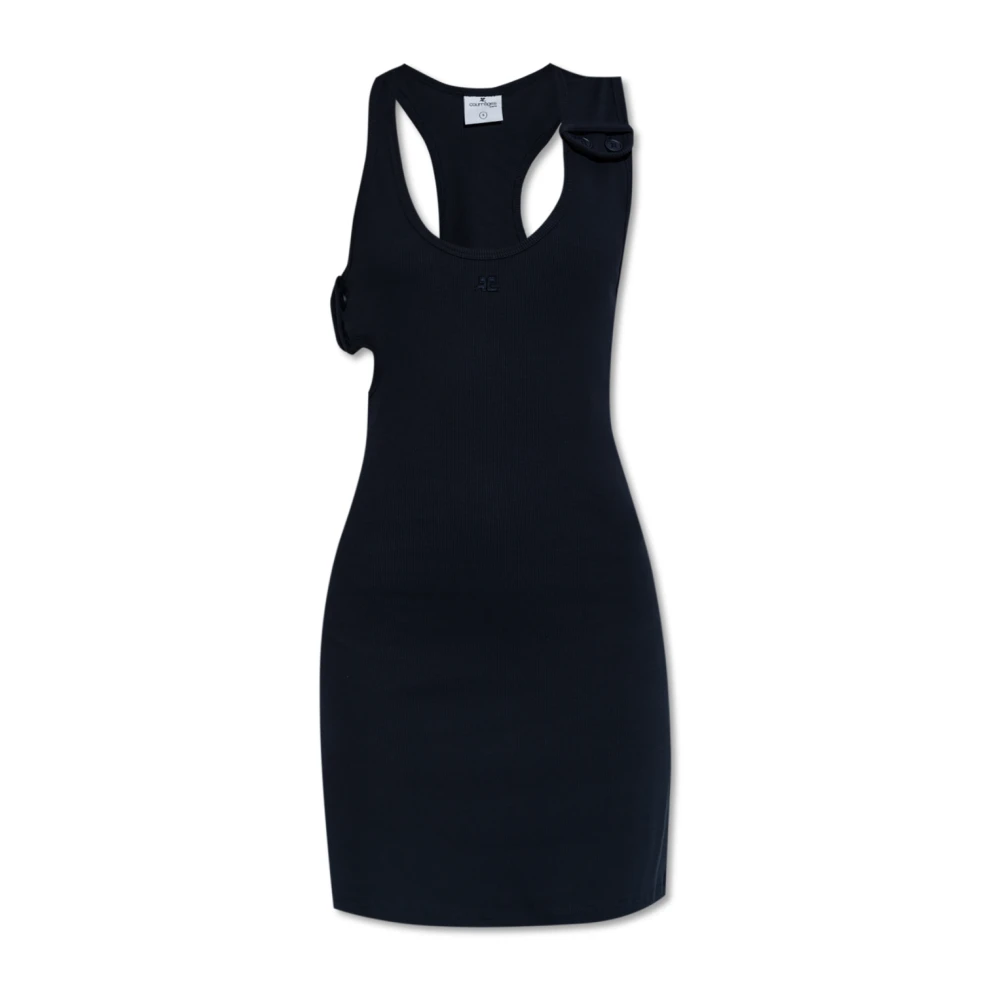 Courrèges Women's Blue Ribbed Strap Dress - Short Dresses - S - Dresses