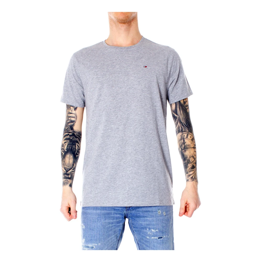 Tommy Hilfiger Men's Gray T-Shirts,, Plain T-Shirt Extra Small
