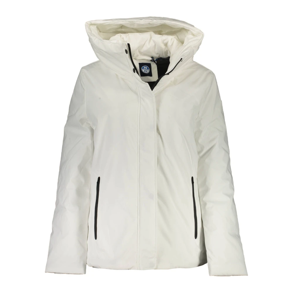 North Sails Women's White Winter Jackets,, Elegant Hooded Jacket Extra Small
