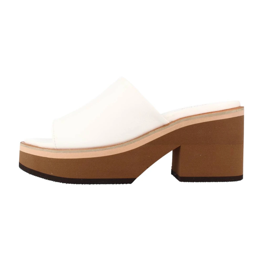 Alpe Heeled Mules White Dames