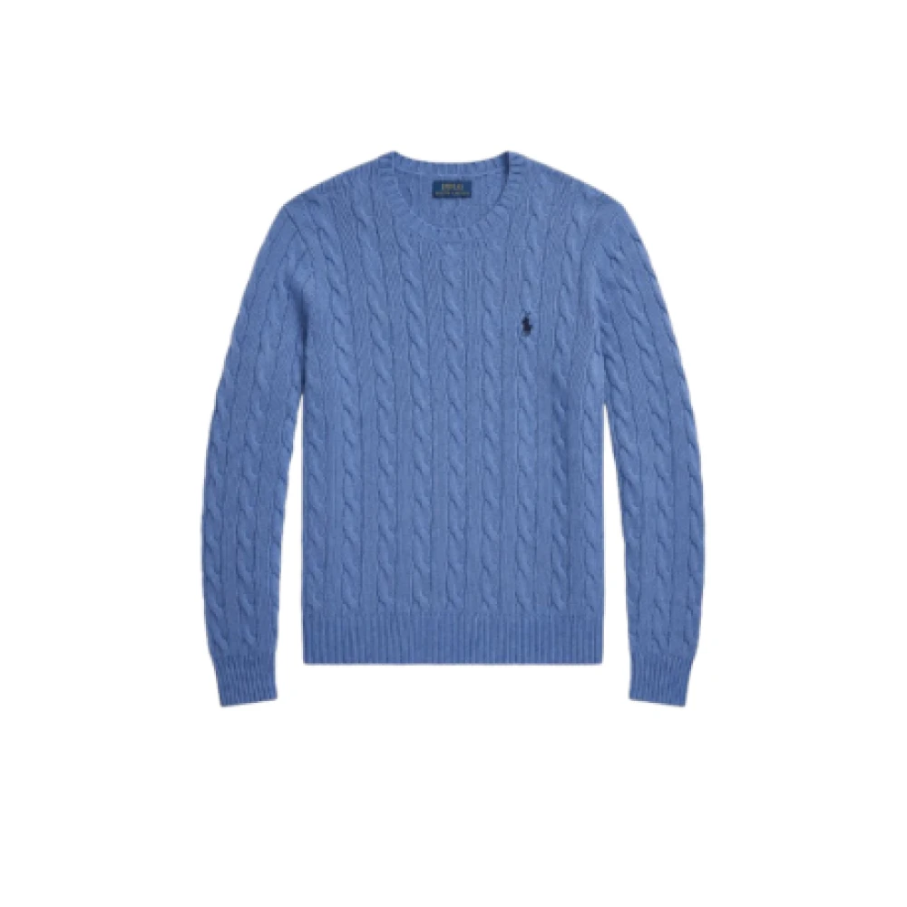 Polo Ralph Lauren Uomo Blu Maglione Lavorato A Trecce Con Logo Icon In Lana In - Immagine 5