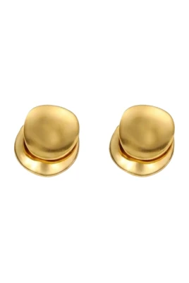 TOVE Waterproof 18K Gold Plated 2in1 Earrings - Brushed/Polished Stainless Steel