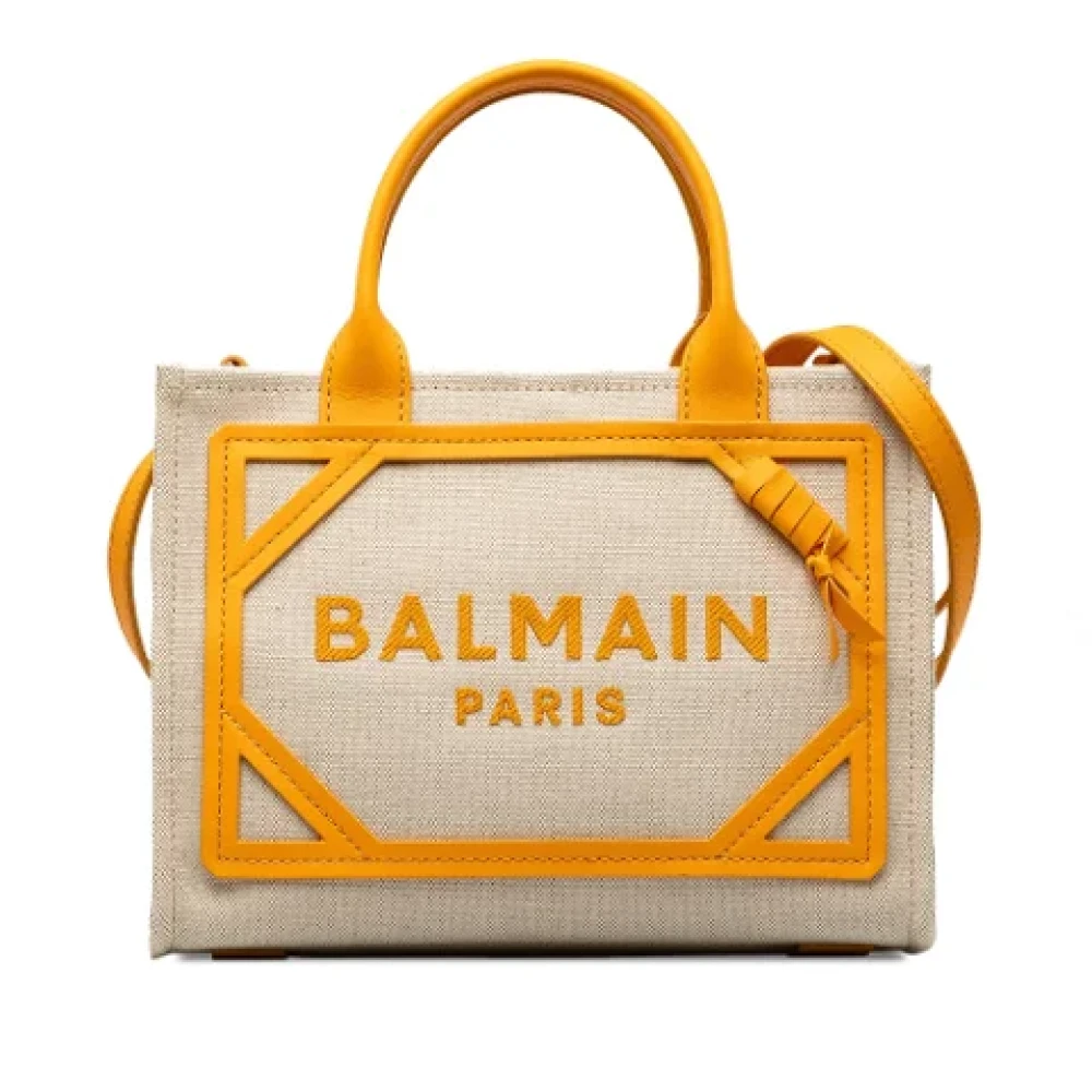 Balmain Pre-owned Leather handbags Beige Dames