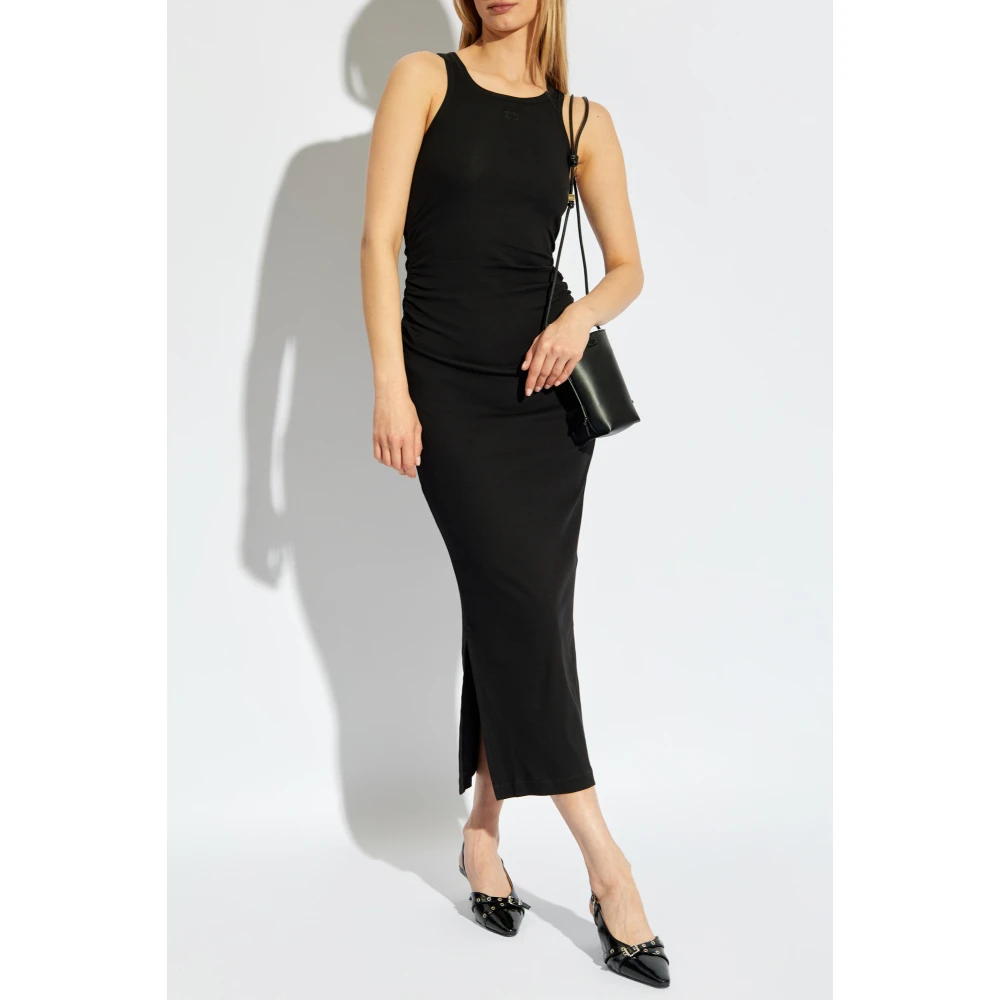 Ganni Gestreepte jurk Black Dames