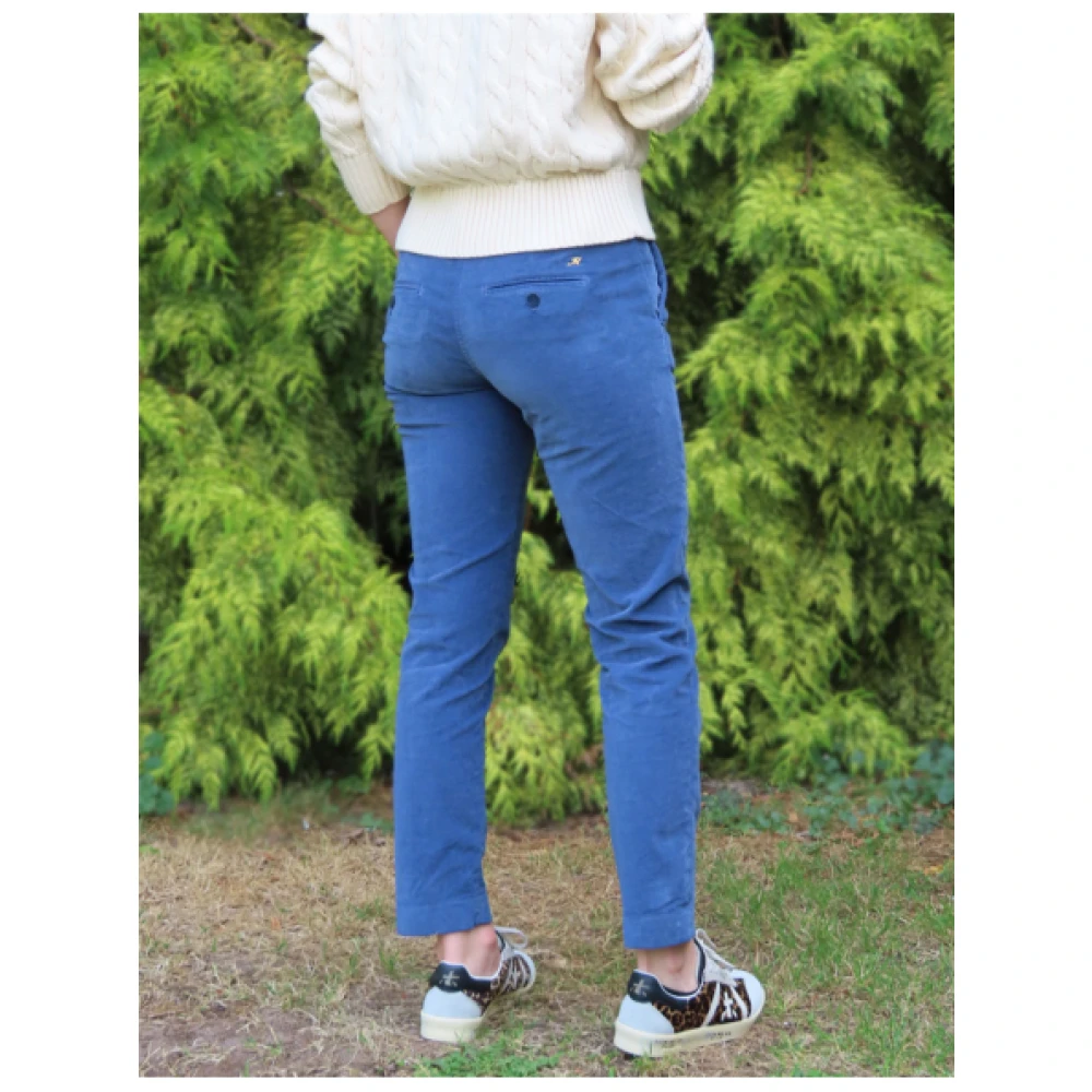 Mason's Slimme New York Fluwelen Broek Blue Dames