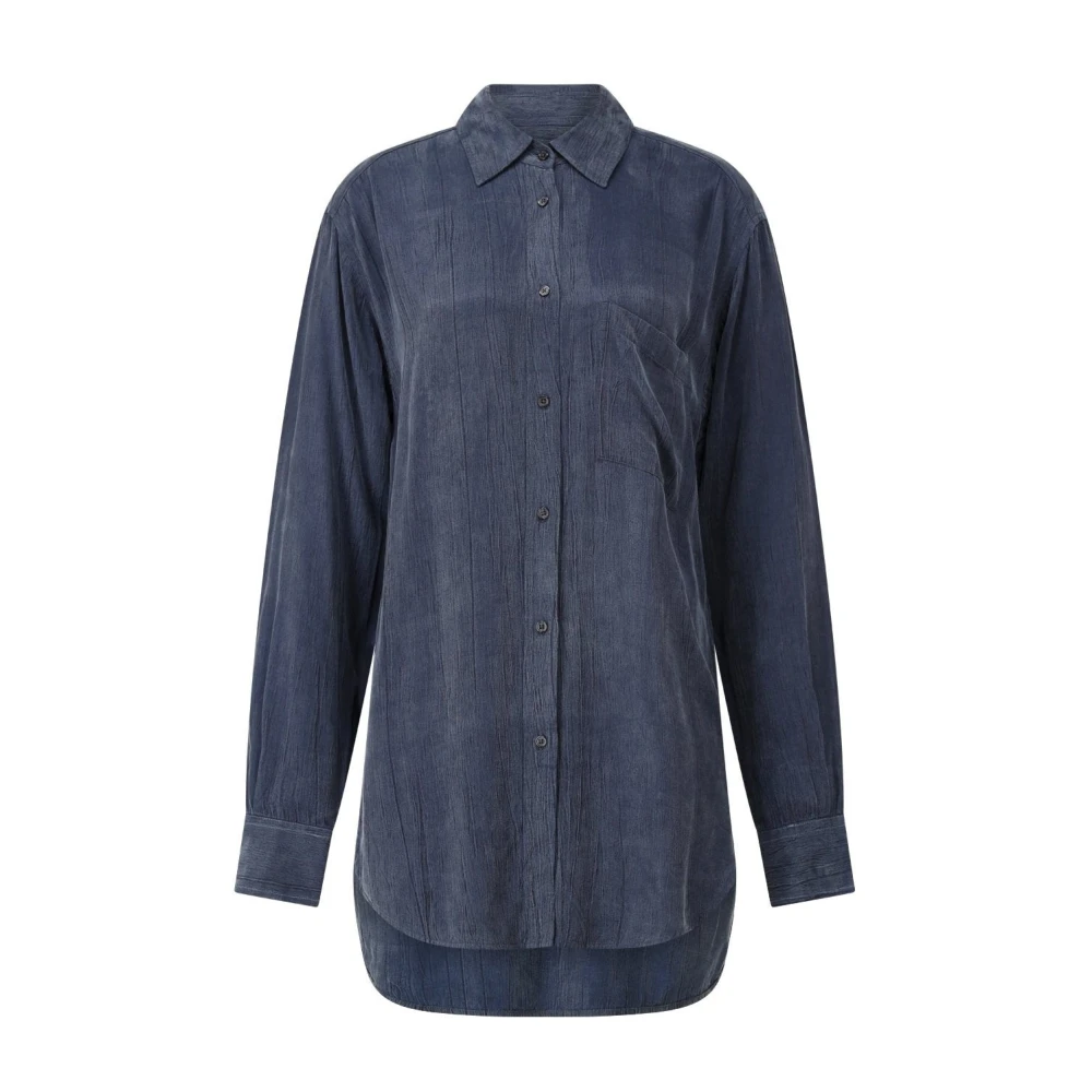 Hugo Boss Lange Overhemdblouse Casual Stijl Blue Dames