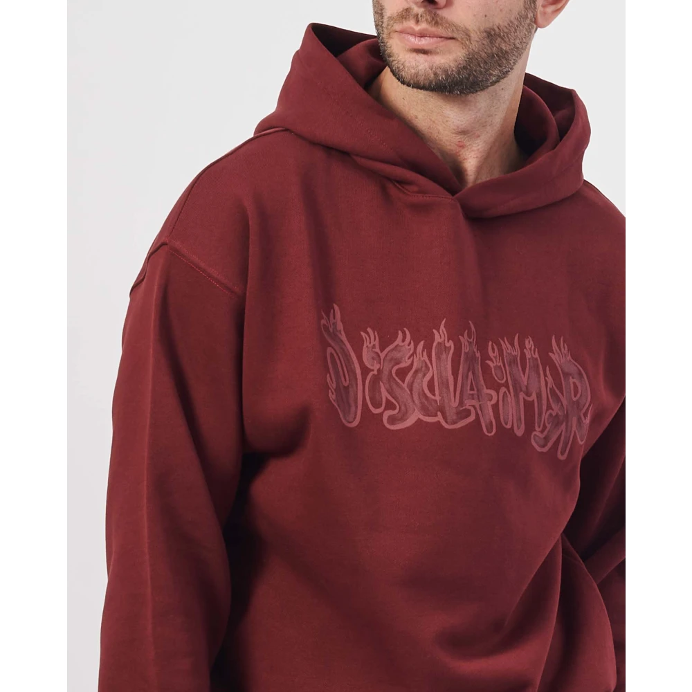 Disclaimer Vlam Logo Hoodie Regular Fit Red Heren
