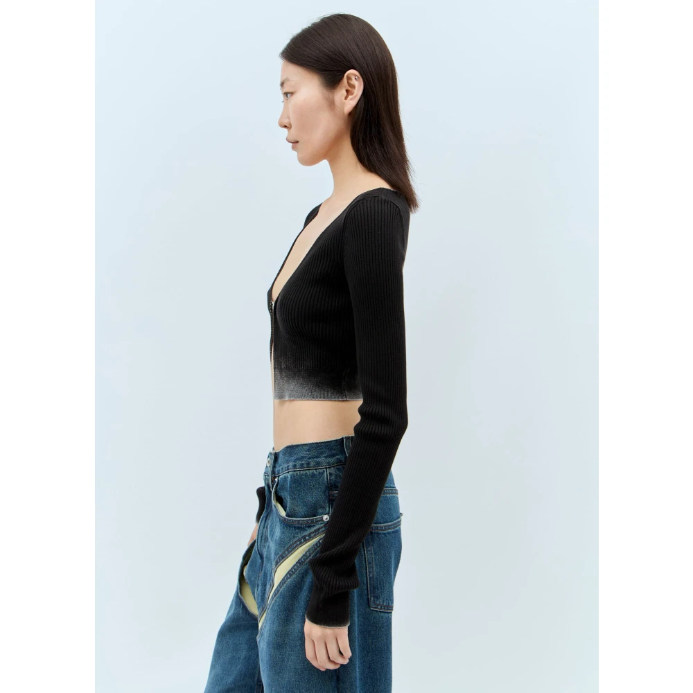 Diesel Tie-Dye Cardigan met Logo Plaque Black Dames