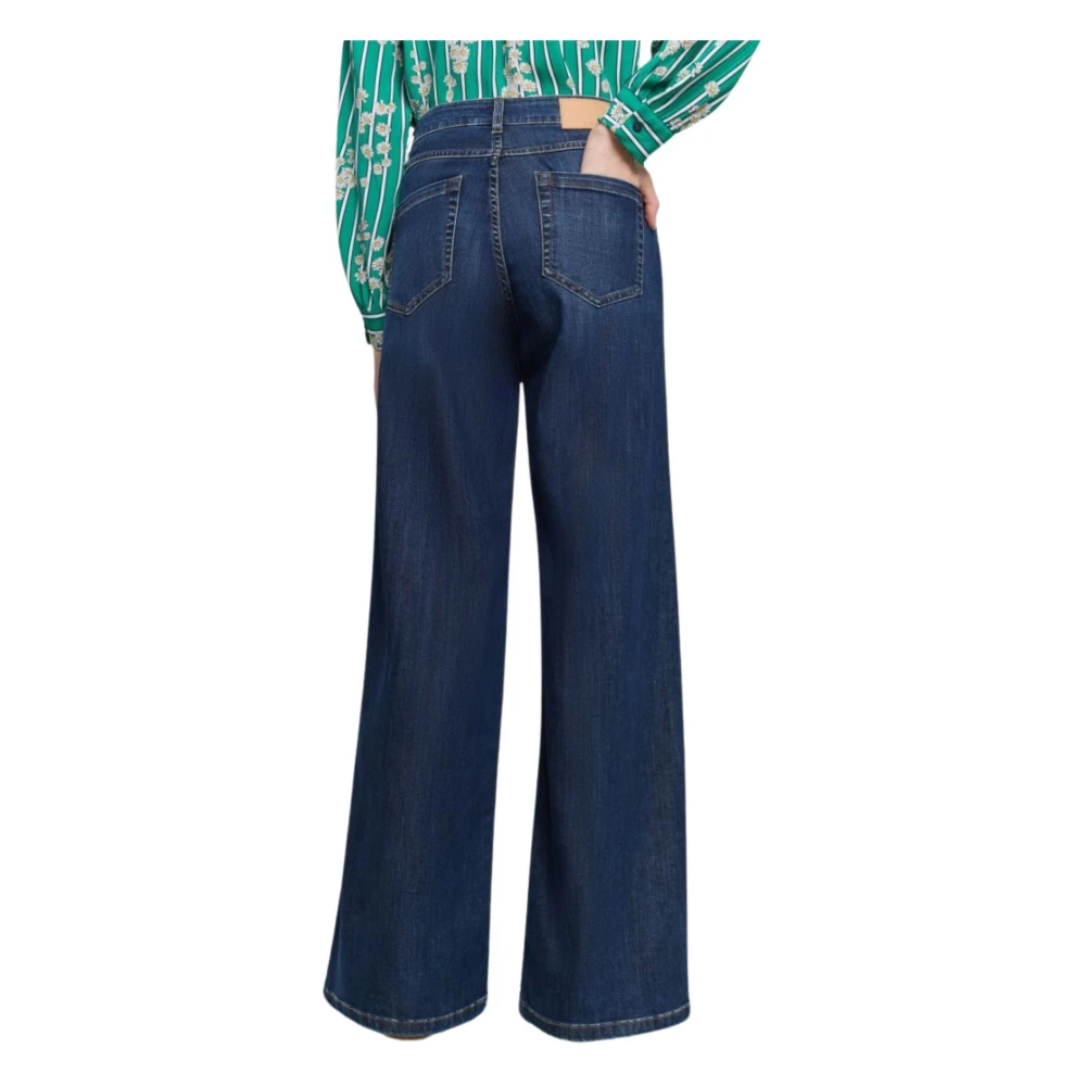 Iblues Wide Leg Denim Jeans Blue Dames