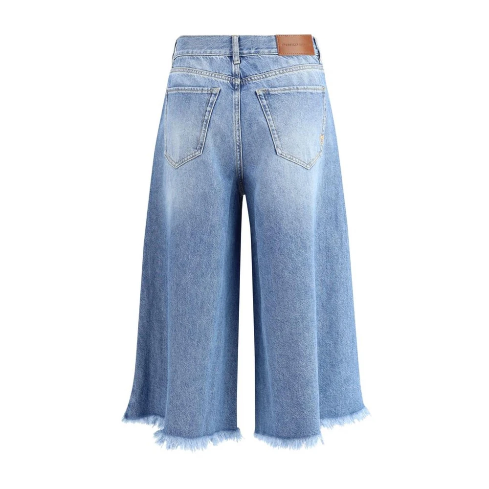 pinko Denim shorts met hoge taille en rafelranden Blue Dames