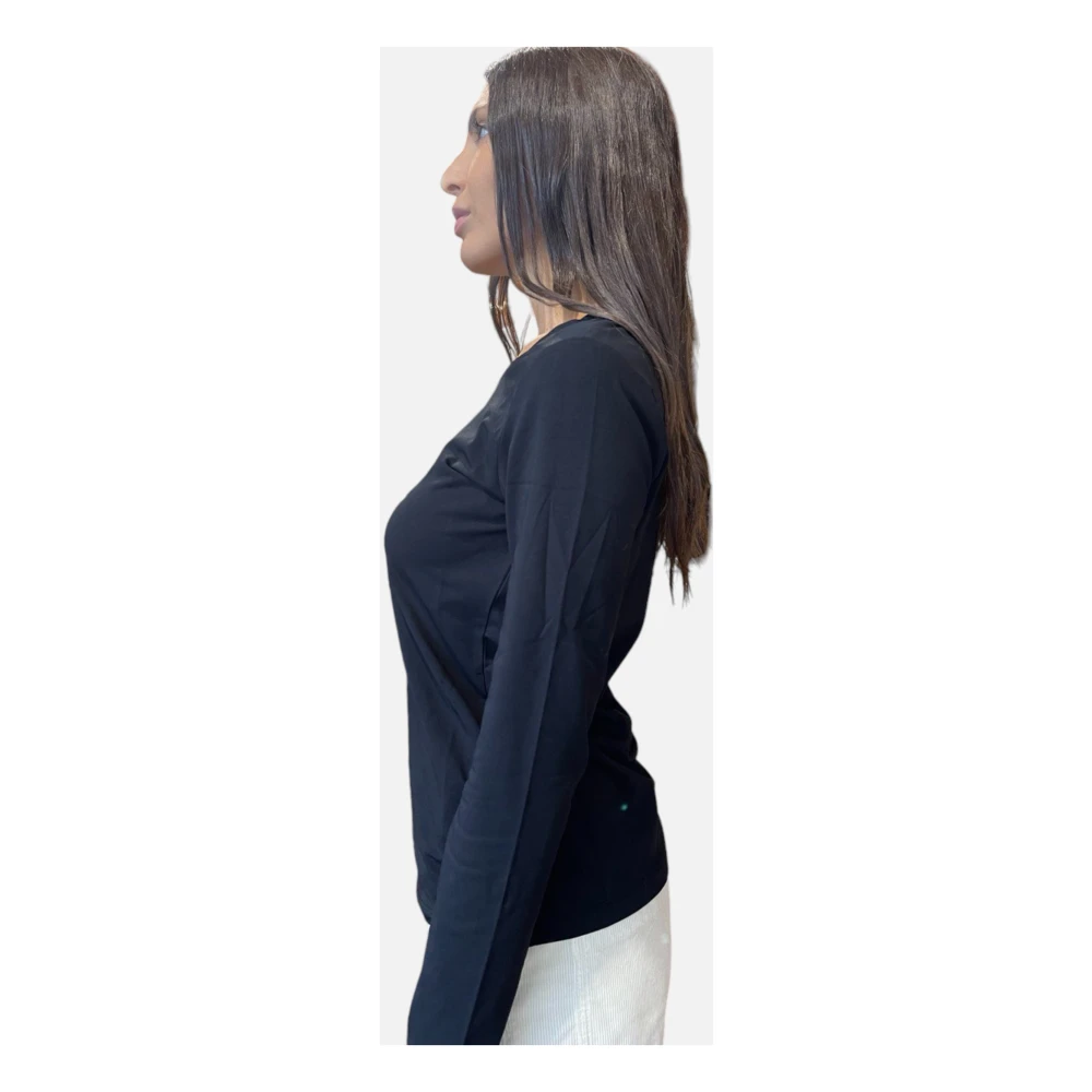 Liu Jo Stijlvol Logo Sweater met Strass Black Dames