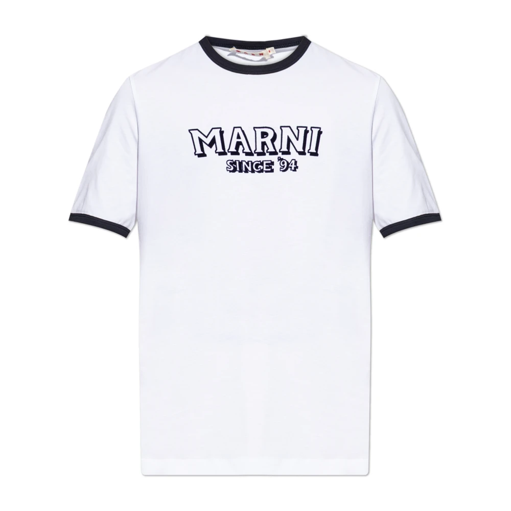 Marni Men's White T-Shirts, M, Logo T-Shirt