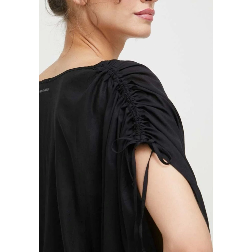 Trussardi Waterverf Logo Caftan Jurk Black Dames