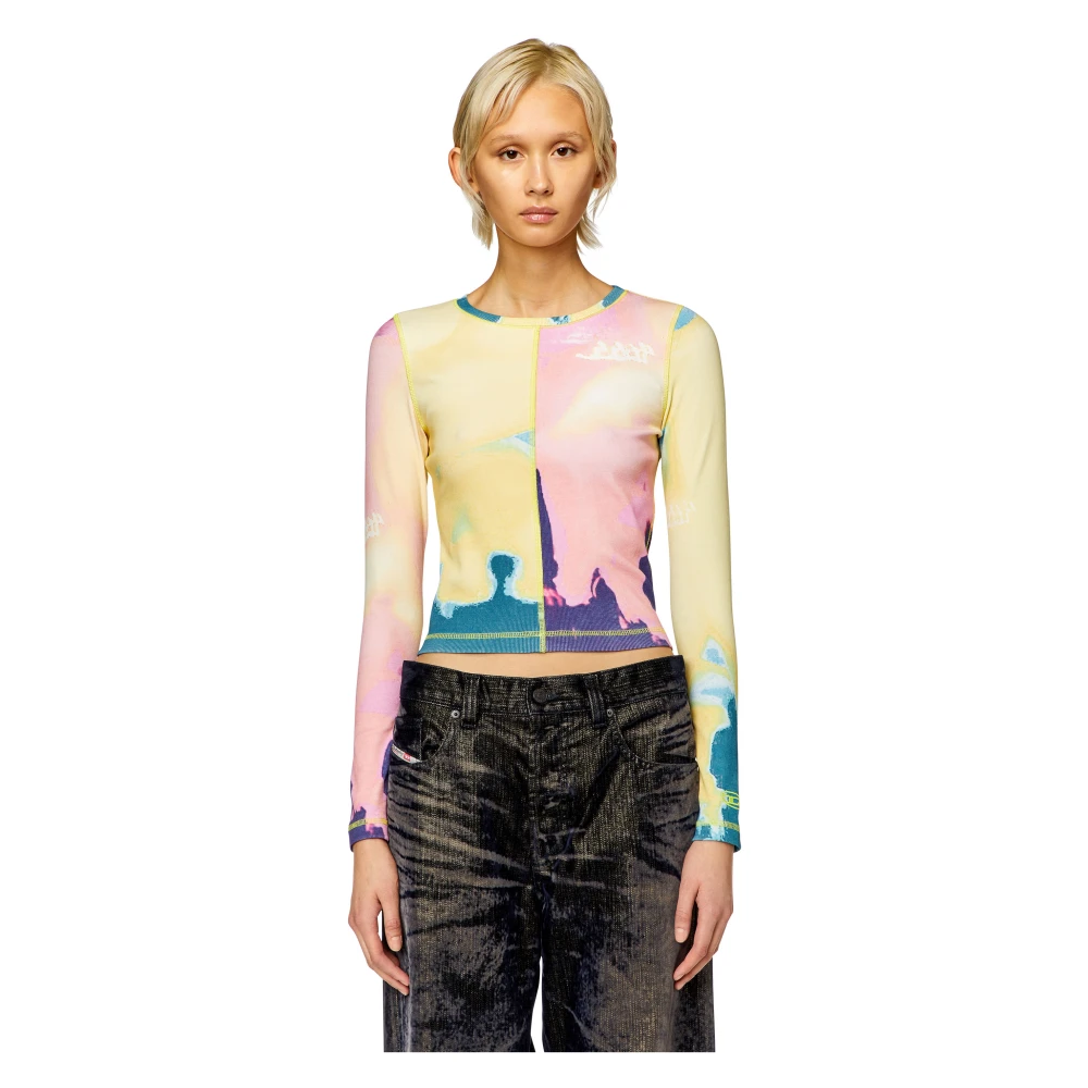 Diesel Panelled top with multicoloured print Multicolor Dames