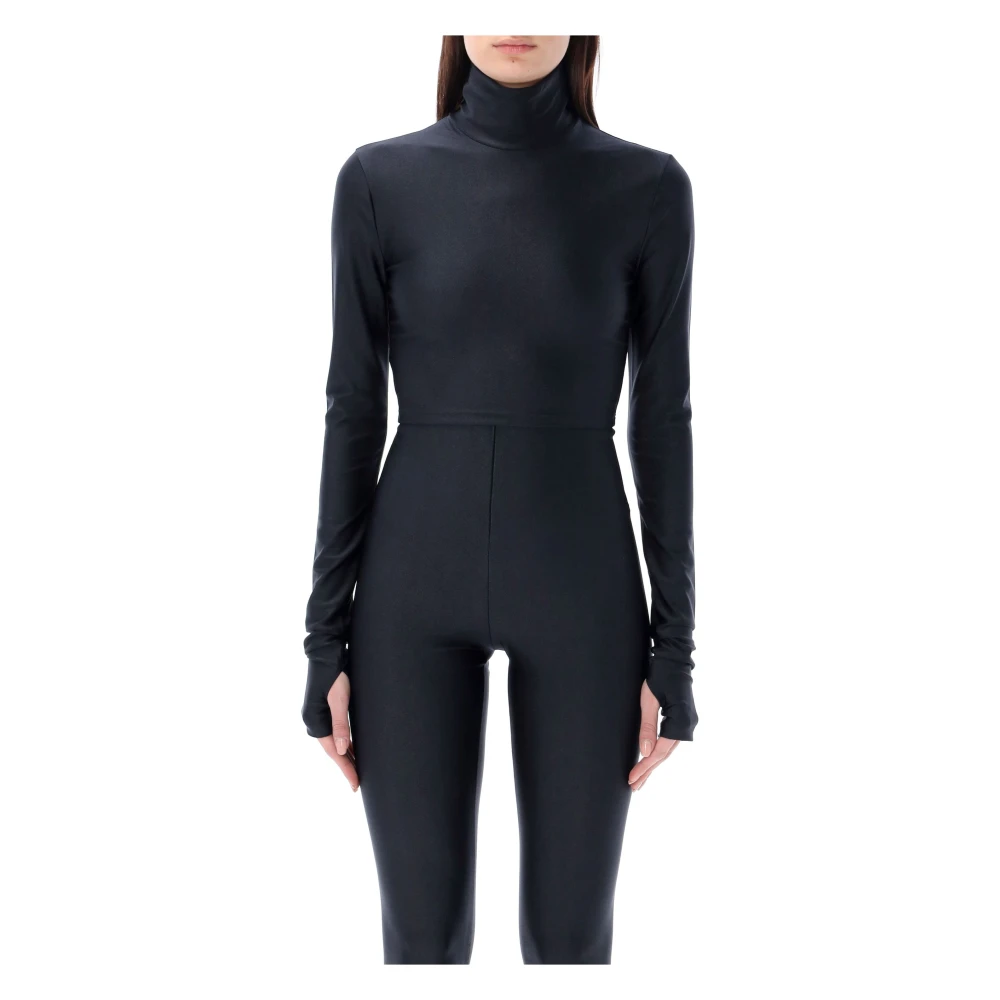 Andamane Zwarte Turtleneck Crop Top Black Dames