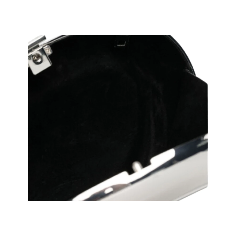 Simkhai Zilveren zwarte leren clutch met afneembare band Gray Dames