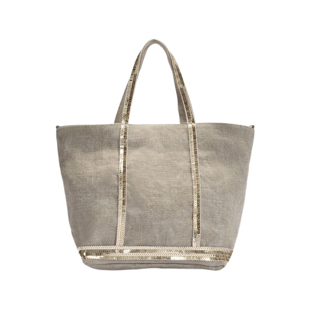 Vanessa Bruno Kleine Linnen en Pailletten Tas Grijs Beige Dames