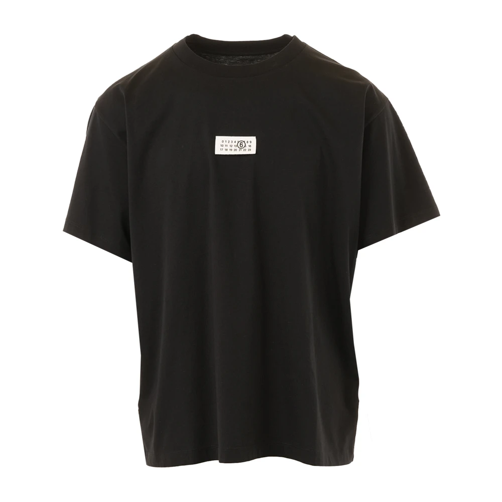 Mm6 Maison Margiela Men's Black T-Shirts, S, Numeric Cotton T-Shirt