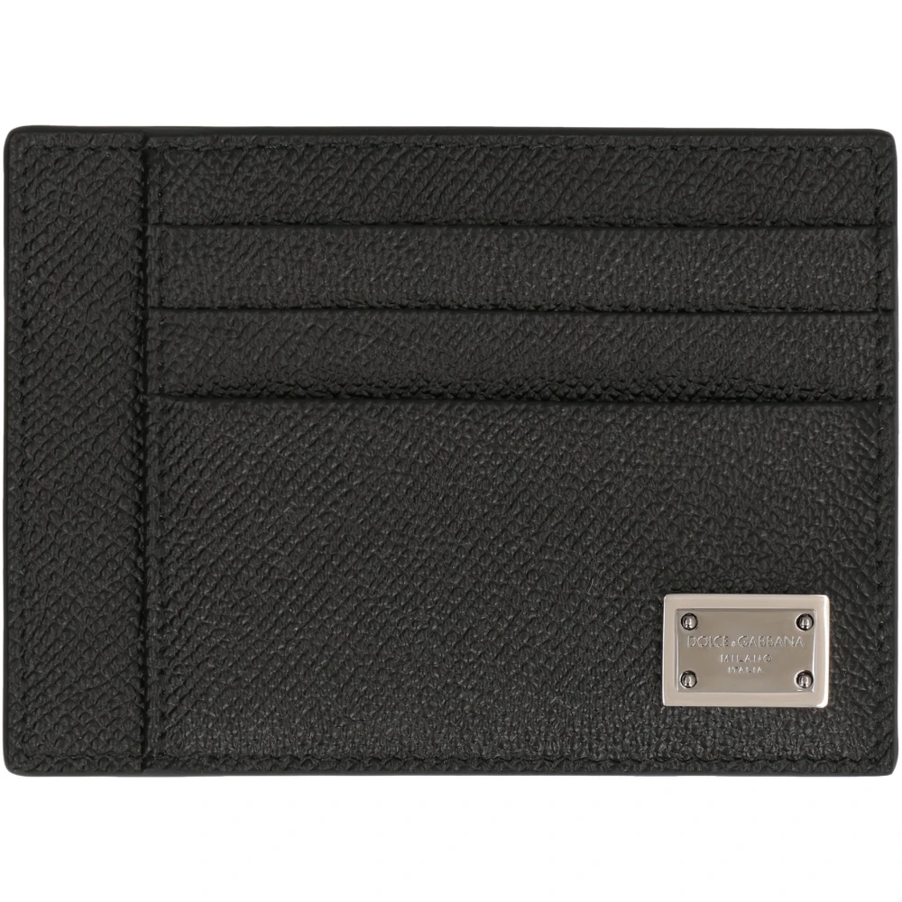 Dolce & Gabbana Leren Kaarthouder Black Heren