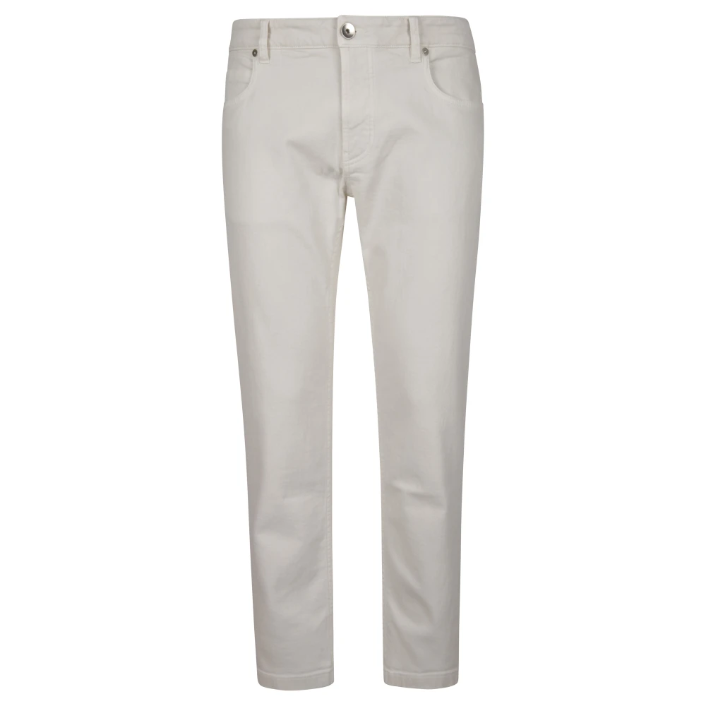 Eleventy Denim Stretch och Läderbyxor White, Herr