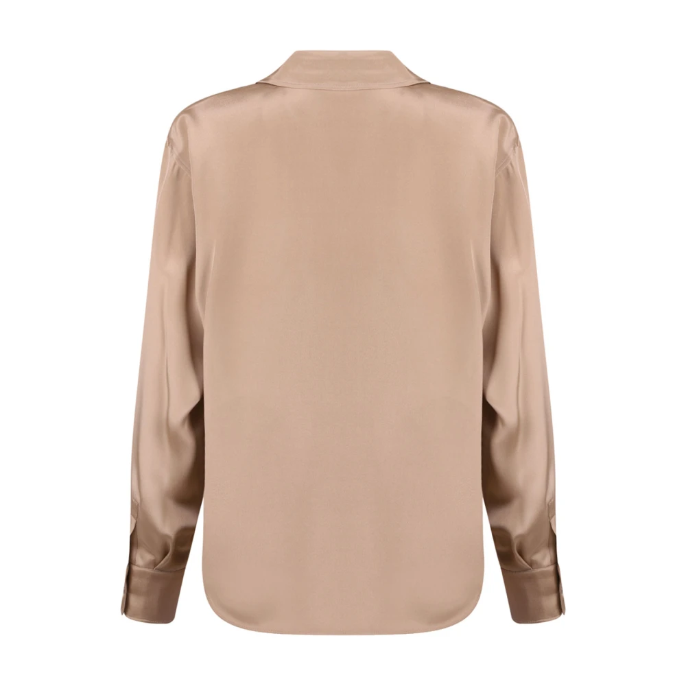 Max Mara Kameelbruine zijden overhemd met polokraag Brown Dames