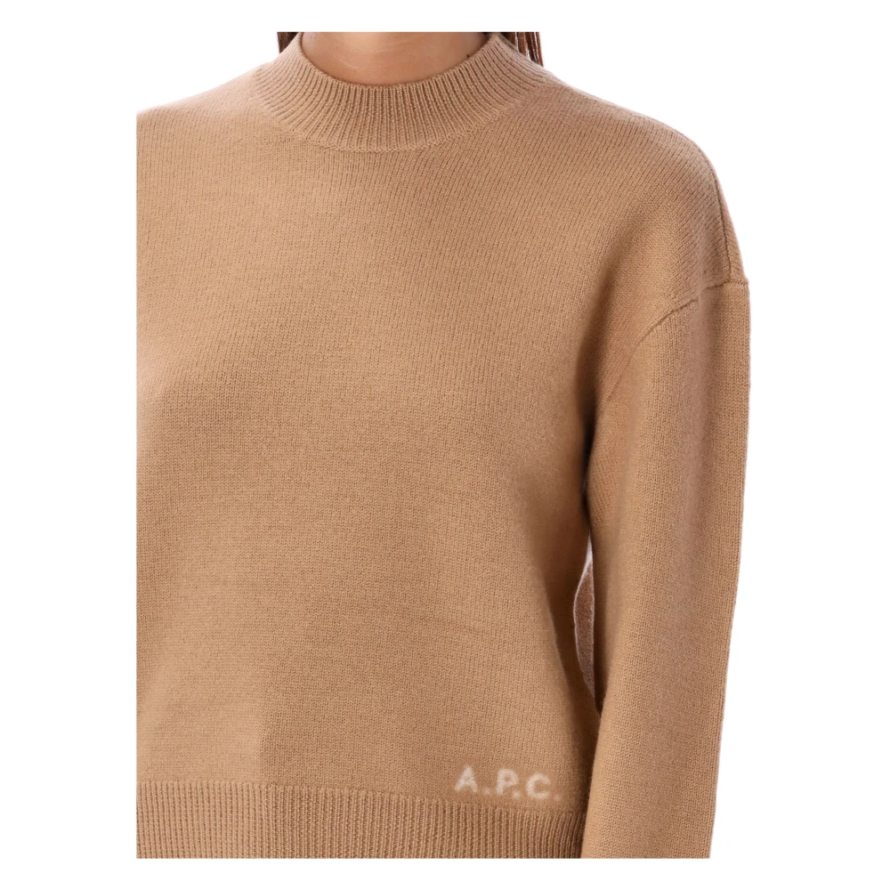 A.p.c. Esther Knit Crew Neck Camel Sweater Brown Dames