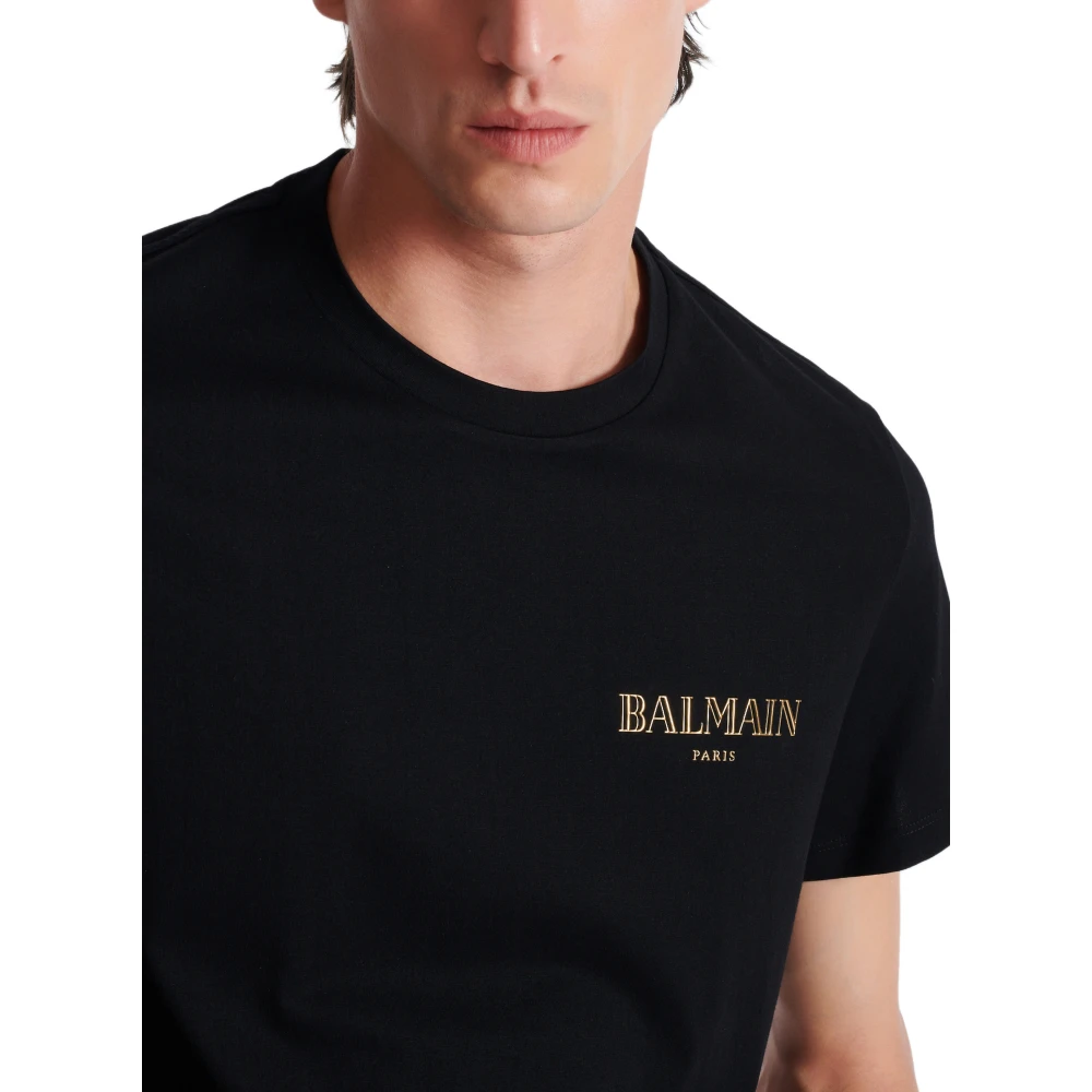 Balmain T-shirt met vintage gel logo Black Heren