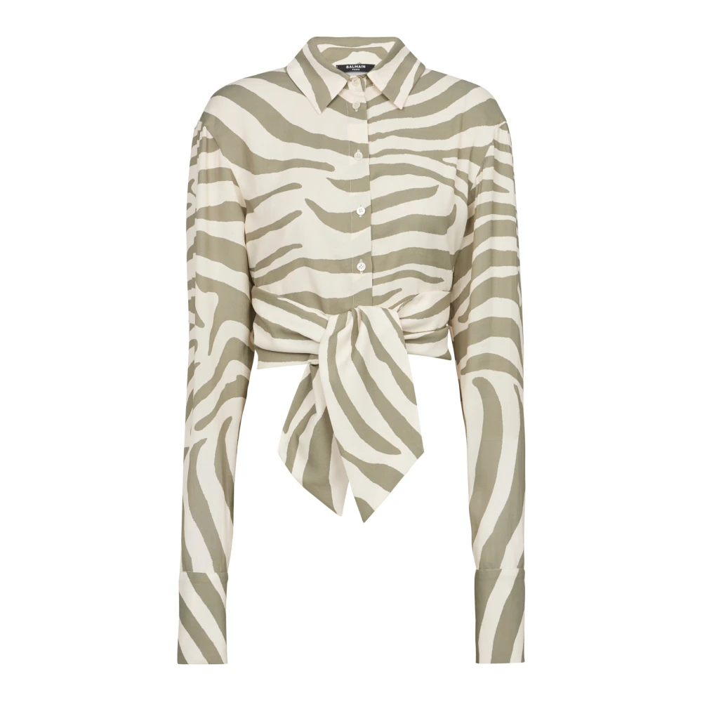 Balmain Beige Zebra Print Shirt - Female - Shirts - S - Blouses & Shirts