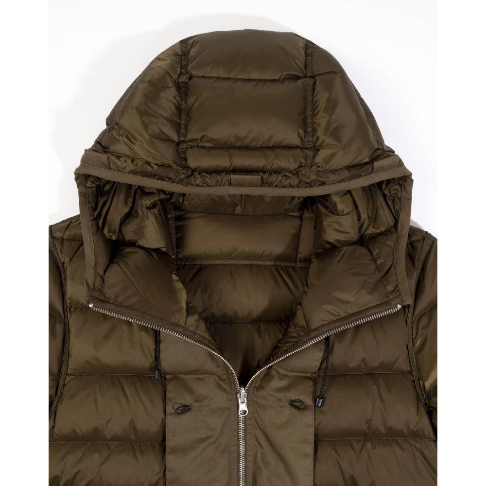 Ten C Gewatteerde Dons Hoodie Olijf Green Heren