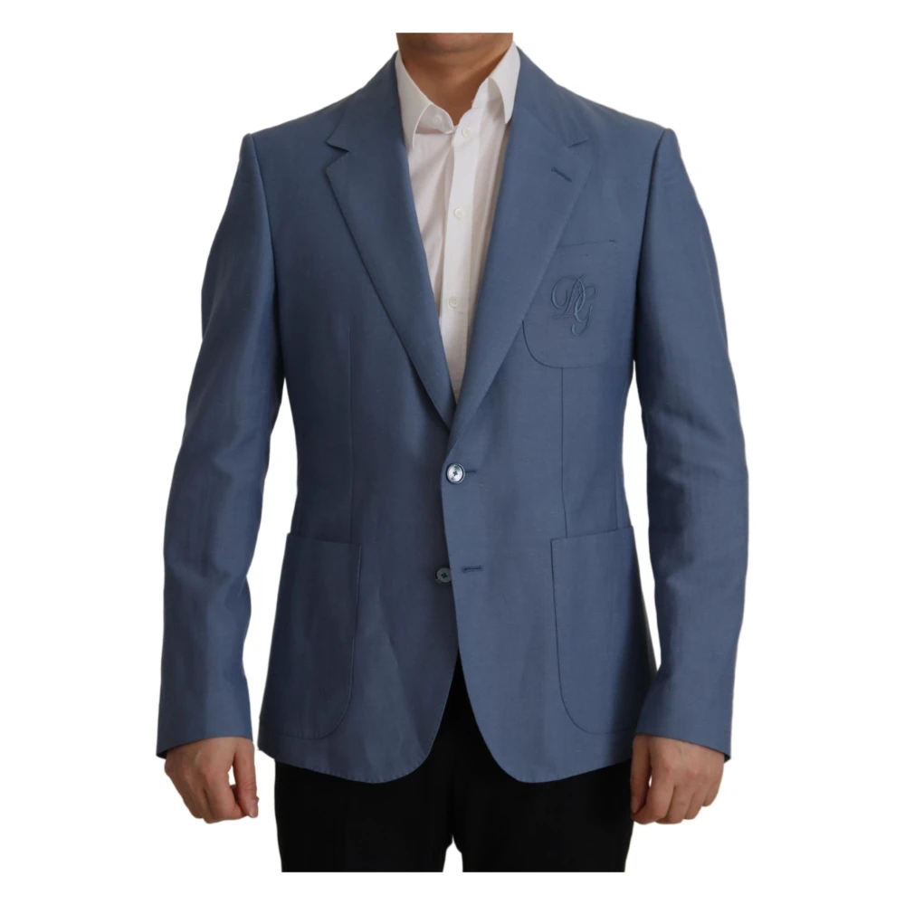 Dolce & Gabbana Men's Blue Logo Blazer Jacket - Blazers - M - Jackets