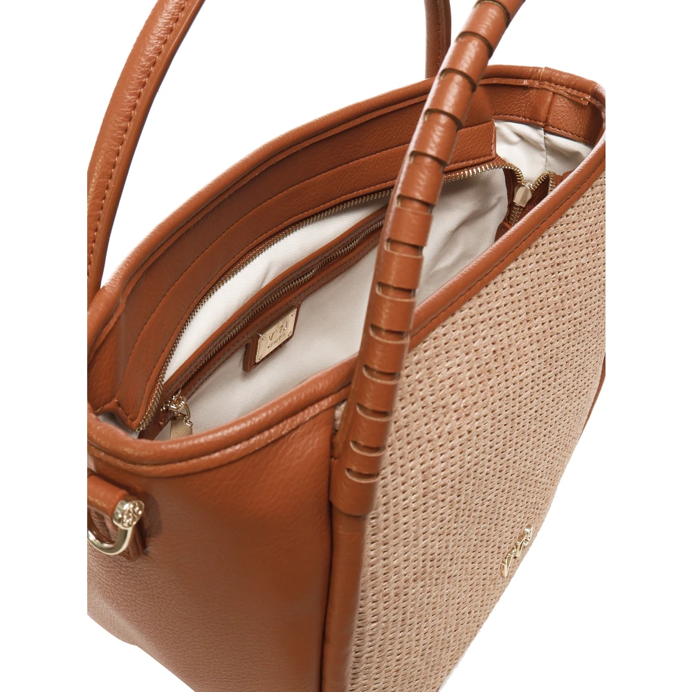 V73 Kastanje Rits Handtas met Logo Brown Dames