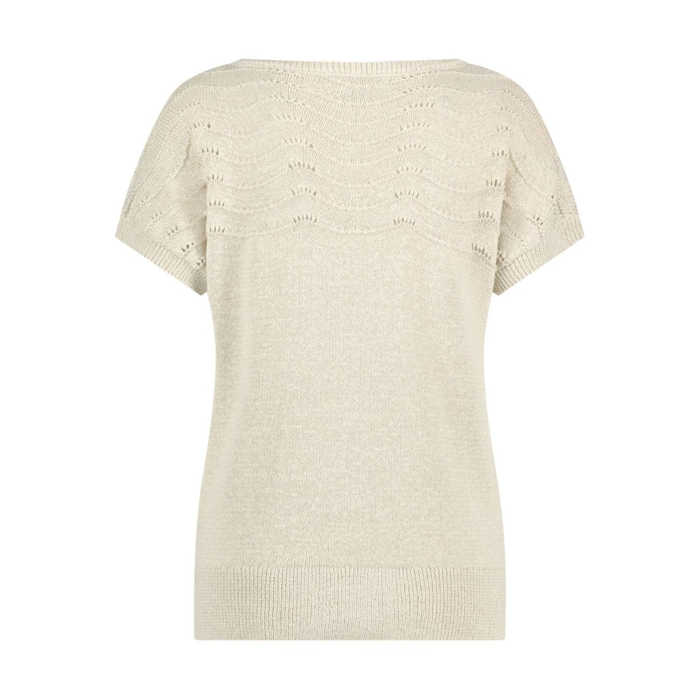 Red Button Parel Jerry Gebreide Top Korte Mouw Beige Dames