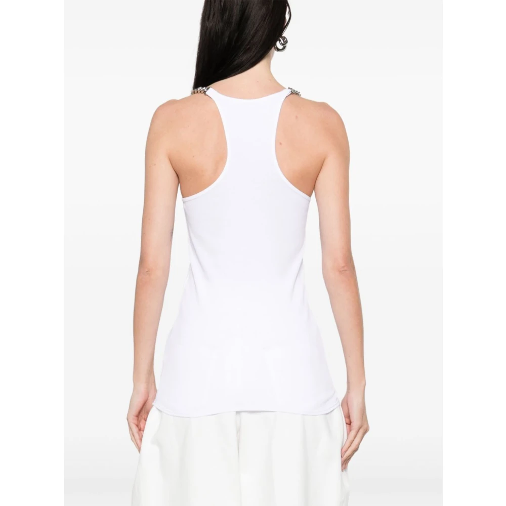 Stella Mccartney Witte Chain-Link Trim Racerback Top White Dames