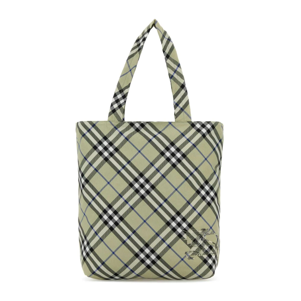 Burberry Men's Embroidered Canvas Check Shopping Bag