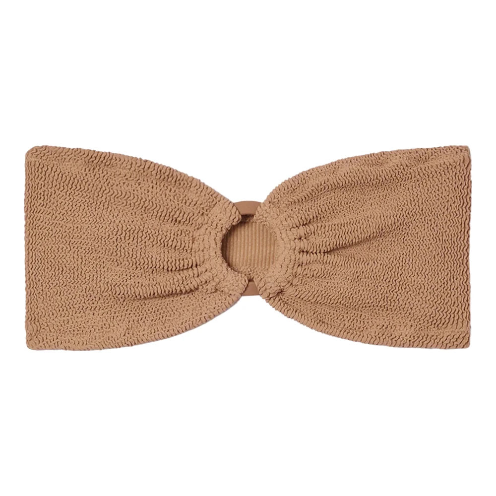 Mc2 Saint Barth Women's Beige Yulia Crinkle Bandeau Top - Sleeveless Tops - M/L - Tops