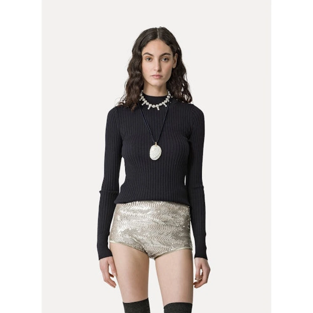Forte Geribbeld Merinos Turtleneck Sweater Black Dames