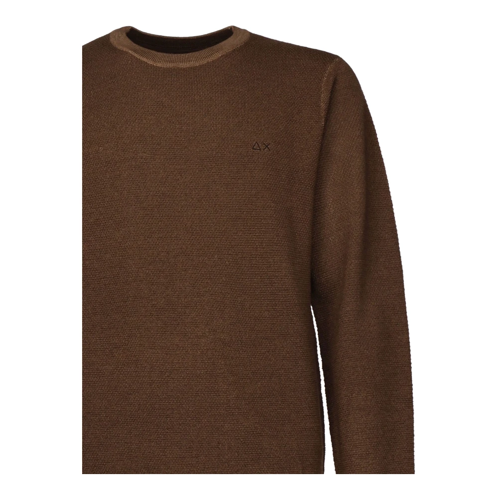 Sun68 Bruine Crew Neck Sweater met Logo Brown Heren